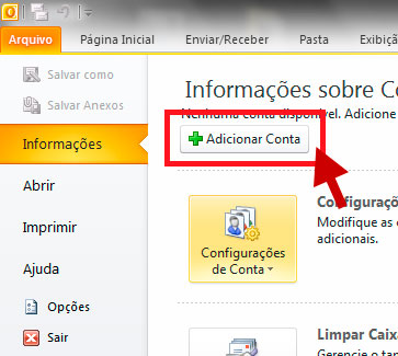 Em Informações, clique em Adicionar Conta