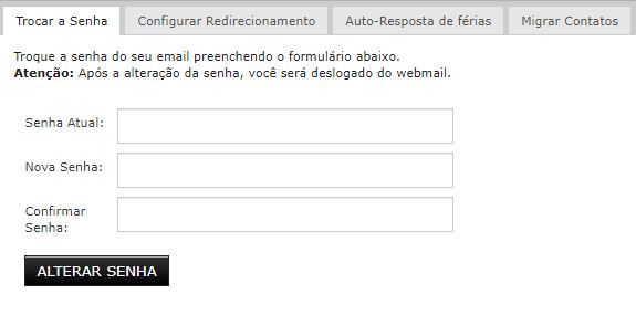 Informe a senha antiga e a nova